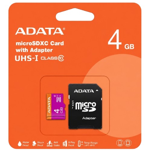 ITEM ACCESORIOS MEMORIA SD ADATA 4GB V10 4713218461896 842243014150 13111139    Memoria adata 4 gb P925