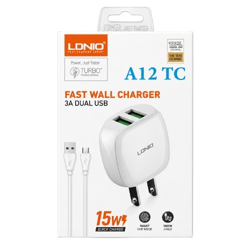 ITEM ACCESORIOS CARGADOR LDNIO A12 T/C 15w       15W P487