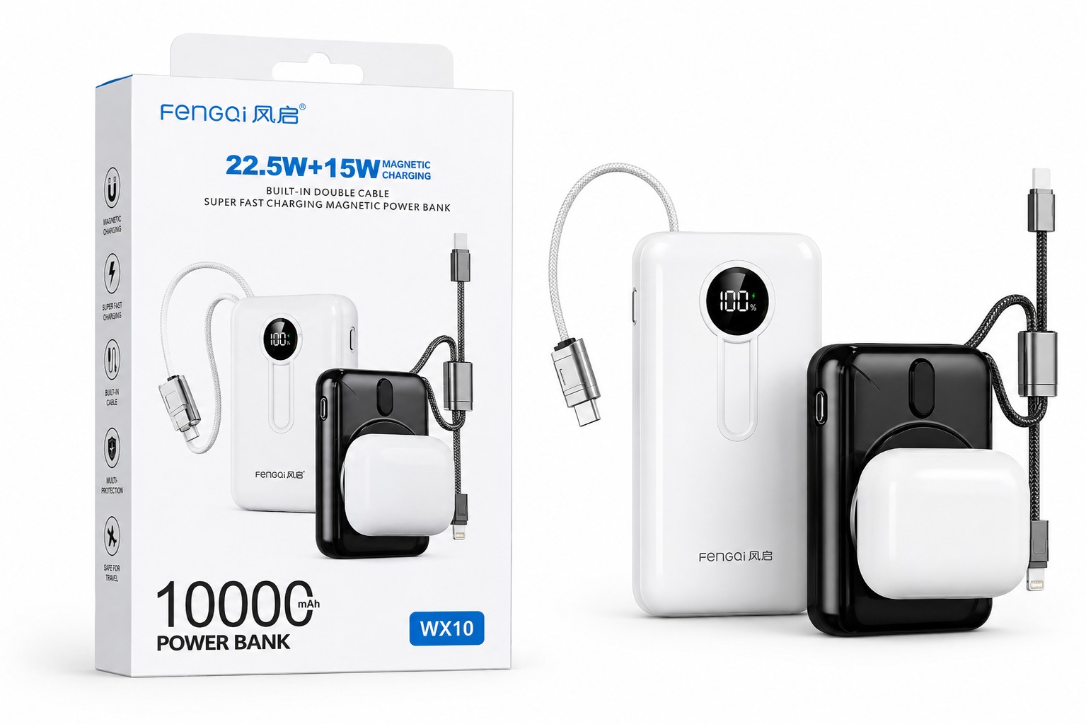 ITEM ACCESORIOS POWER BANK pb fengqi wx10 10000 mah 22.5w+15w magnetico P938